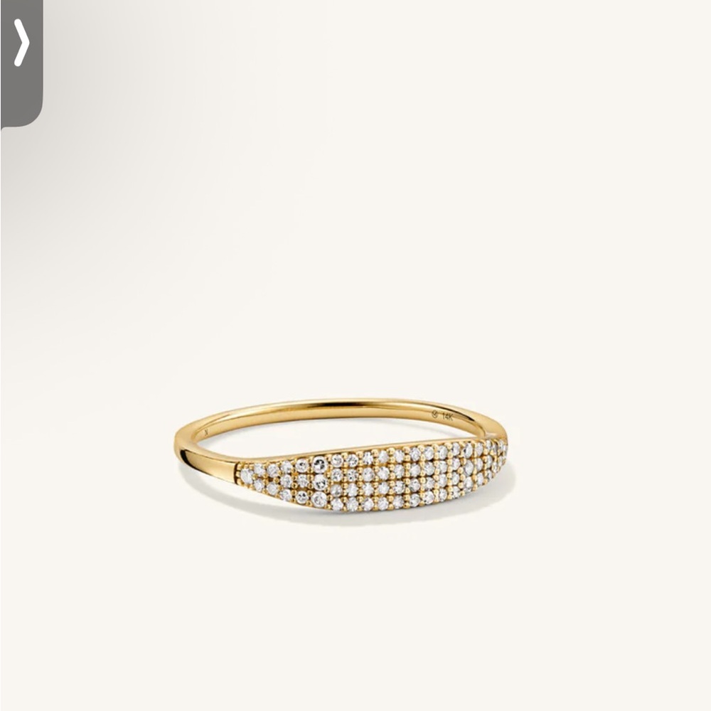 Mejuri Pavé Diamond Slim Signet, 14k gold